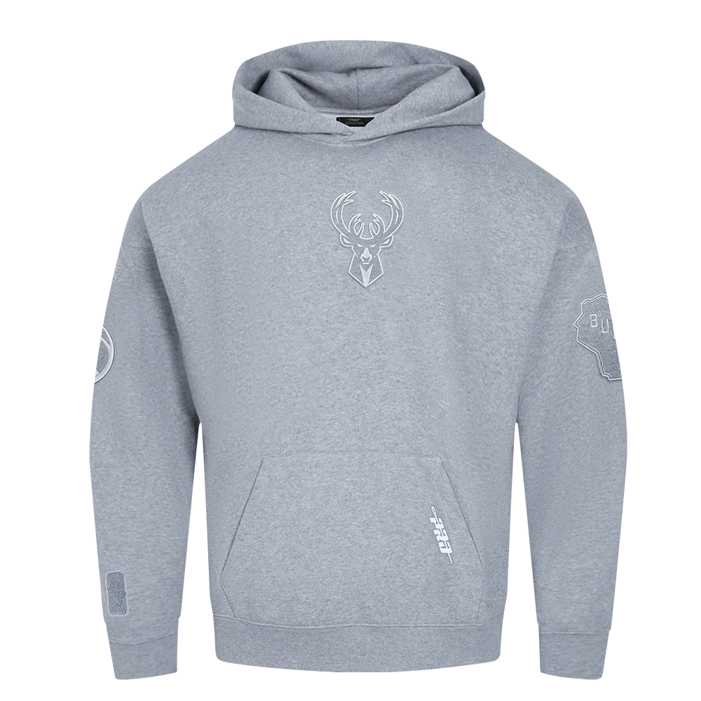 NBA MILWAUKEE BUCKS REVERSE FRENCH TERRY MEN'S DROP SHOULDER FLC PO (DARK HEATHER GRAY) - Image 3