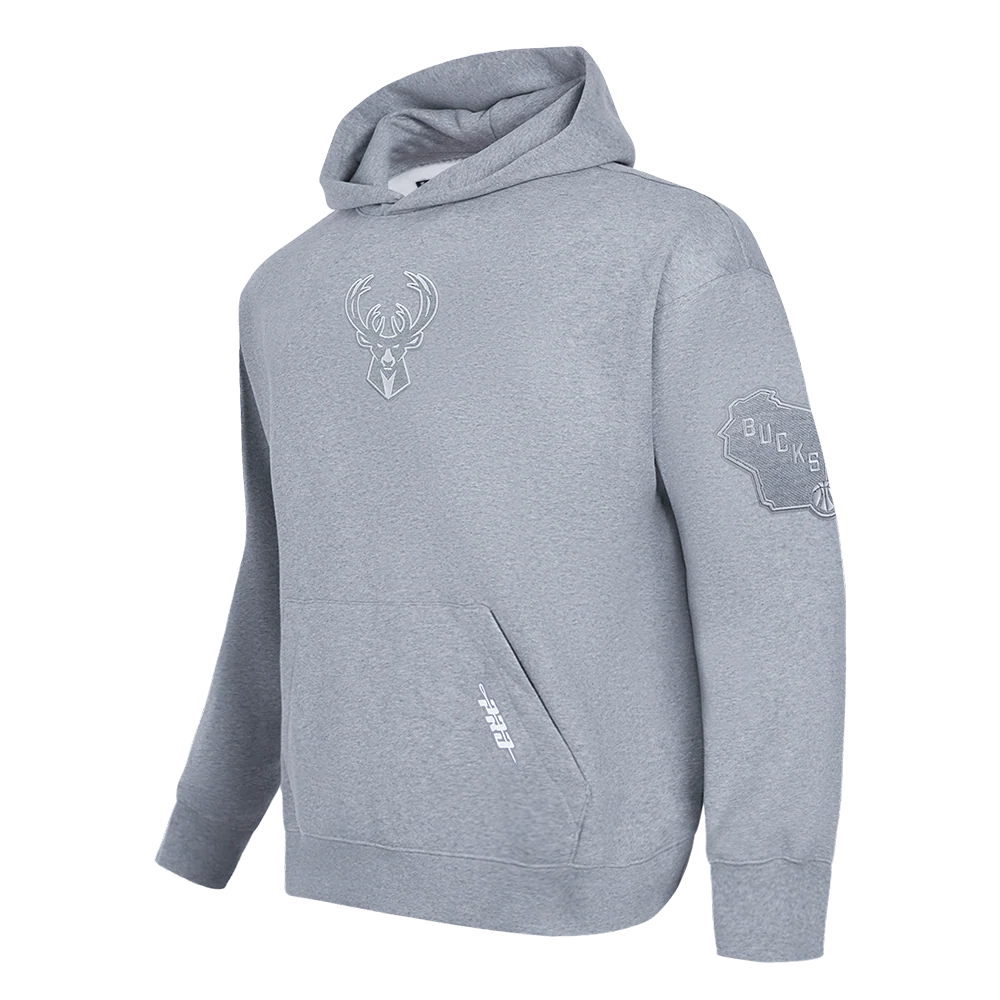 NBA MILWAUKEE BUCKS REVERSE FRENCH TERRY MEN'S DROP SHOULDER FLC PO (DARK HEATHER GRAY) - Image 4