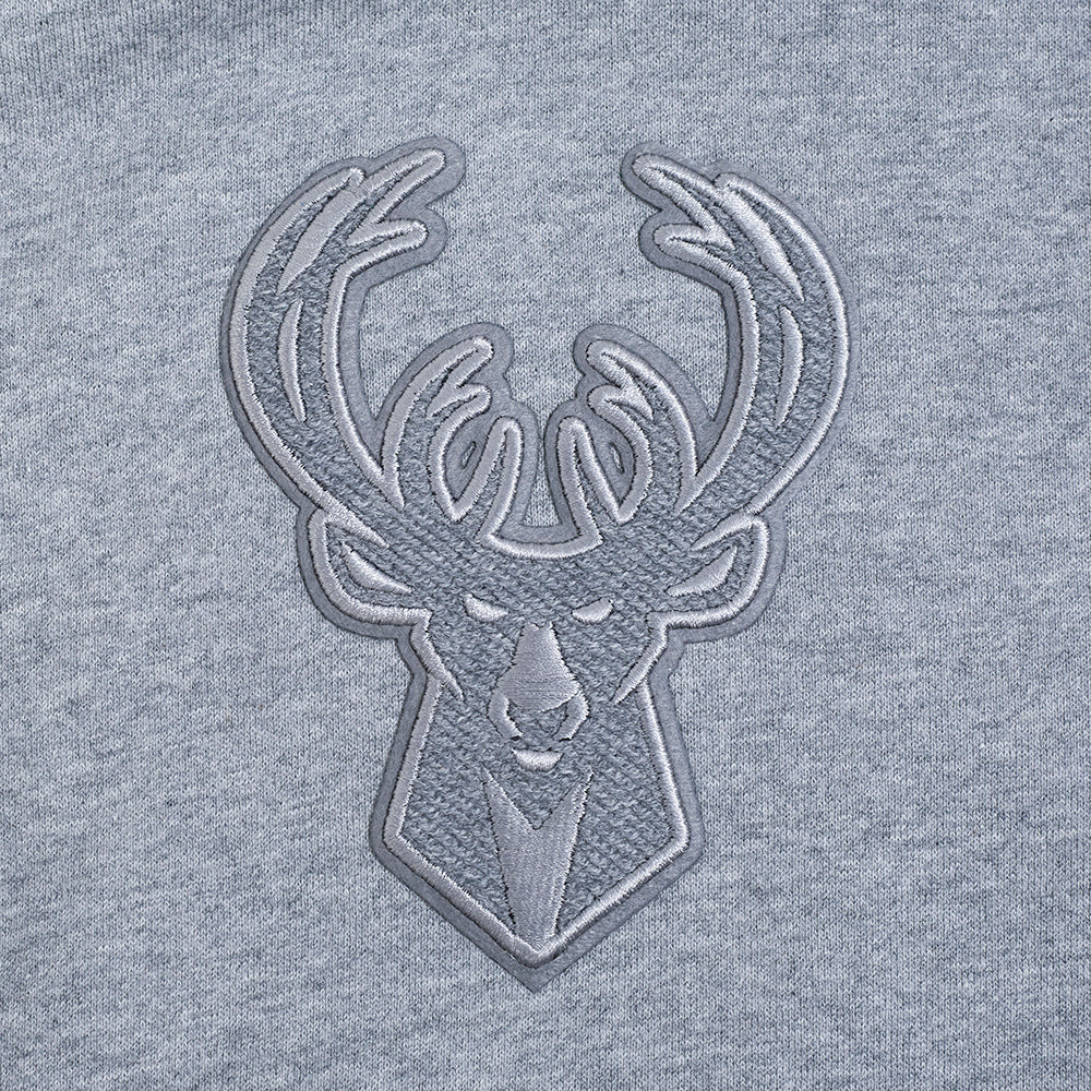NBA MILWAUKEE BUCKS REVERSE FRENCH TERRY MEN'S DROP SHOULDER FLC PO (DARK HEATHER GRAY) - Image 8