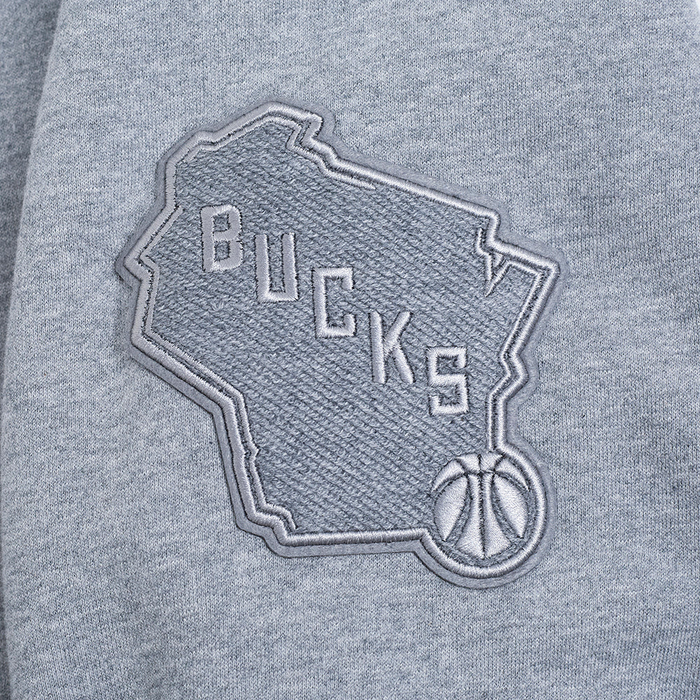 NBA MILWAUKEE BUCKS REVERSE FRENCH TERRY MEN'S DROP SHOULDER FLC PO (DARK HEATHER GRAY) - Image 9
