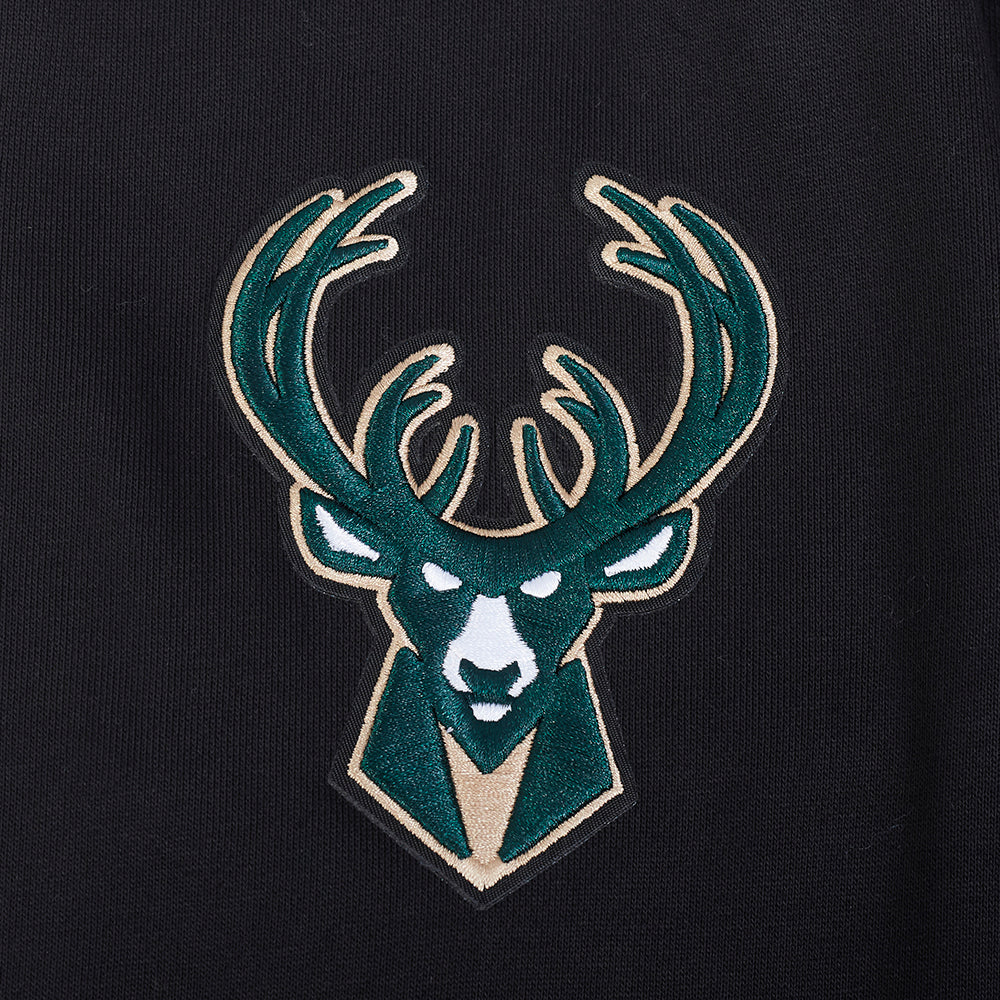 NBA MILWAUKEE BUCKS SOUVENIR MEN'S FLEECE PULLOVER HOODIE (BLACK) - Image 6