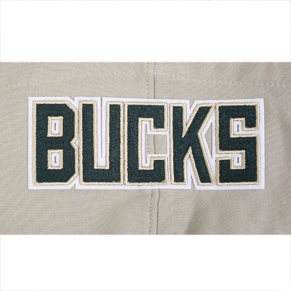 NBA MILWAUKEE BUCKS SOUVENIR MEN'S FLEECE PULLOVER HOODIE (TAUPE) - Image 10