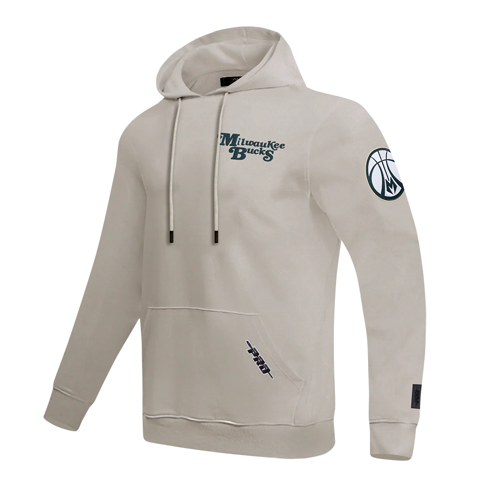NBA MILWAUKEE BUCKS SOUVENIR MEN'S FLEECE PULLOVER HOODIE (TAUPE) - Image 6
