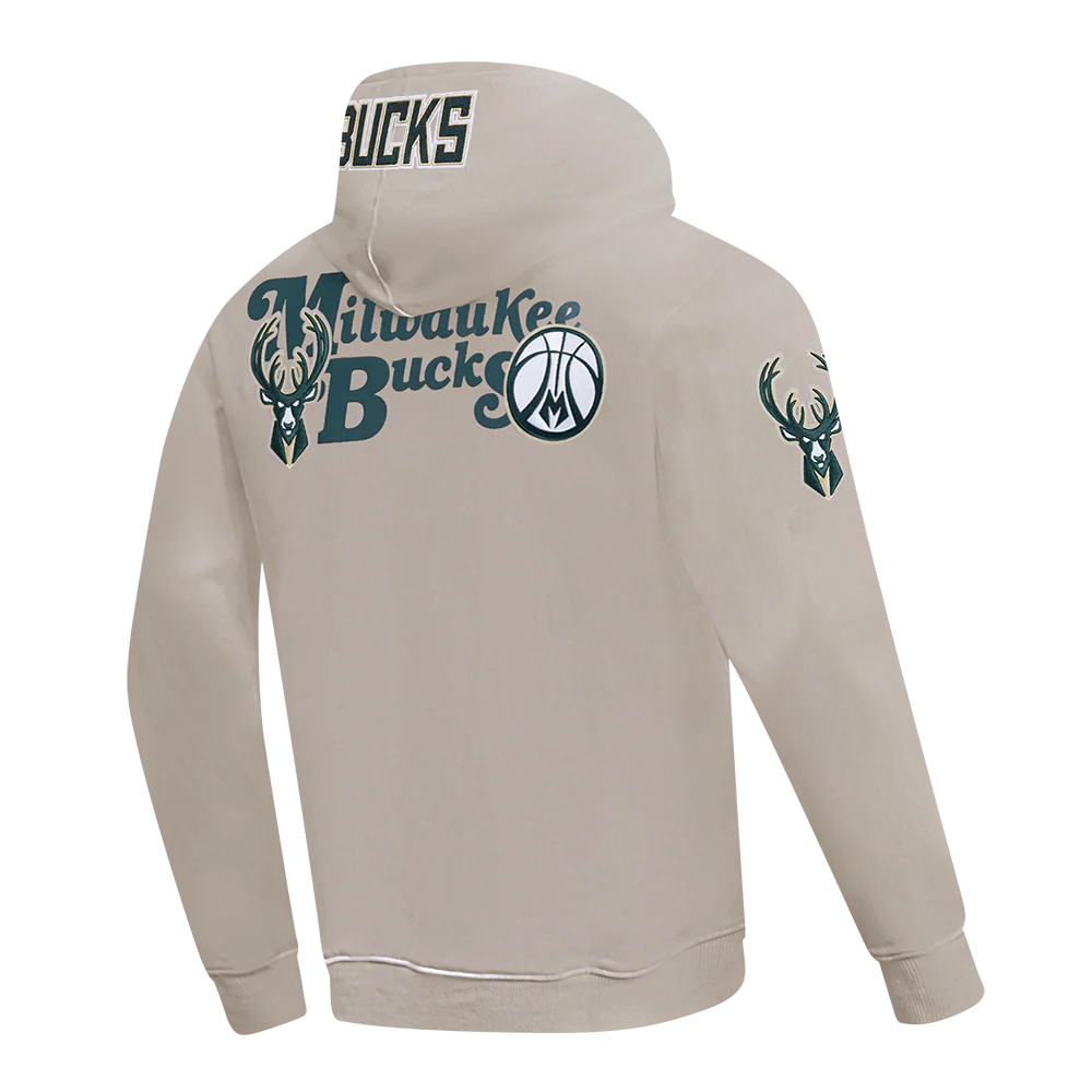 NBA MILWAUKEE BUCKS SOUVENIR MEN'S FLEECE PULLOVER HOODIE (TAUPE) - Image 8