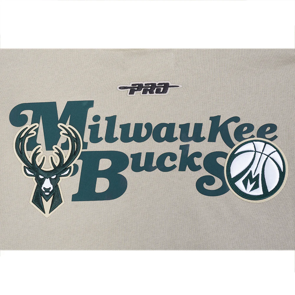 NBA MILWAUKEE BUCKS SOUVENIR MEN'S FLEECE PULLOVER HOODIE (TAUPE) - Image 9