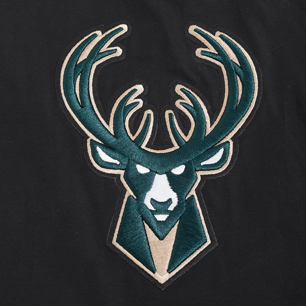 NBA MILWAUKEE BUCKS CLASSIC WIND SUIT MEN'S WOVEN FULL ZIP PULLOVER HOODIE (BLACK) - Image 6