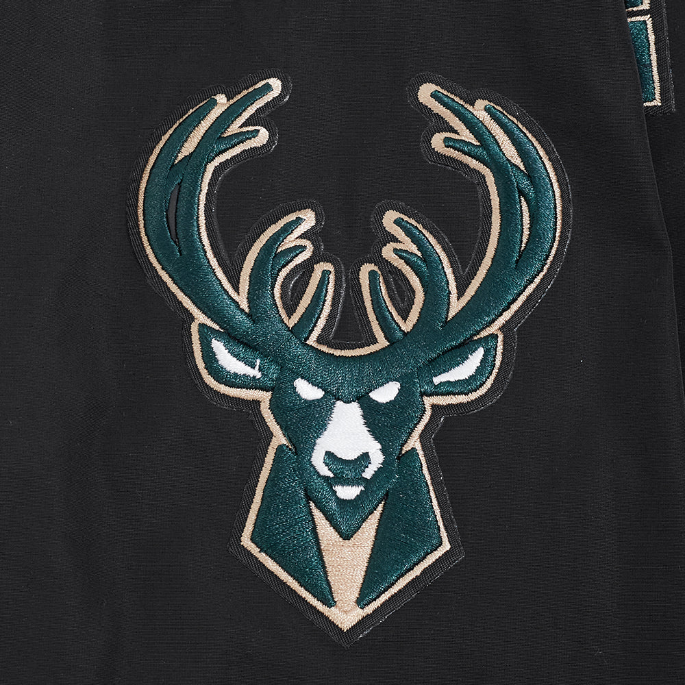 NBA MILWAUKEE BUCKS CLASSIC WIND SUIT MEN'S WOVEN FULL ZIP PULLOVER HOODIE (BLACK) - Image 8