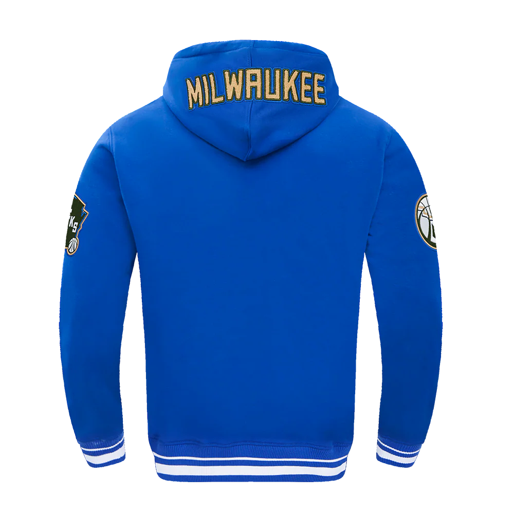 NBA MILWAUKEE BUCKS CITY EDITION 24-25 MEN'S RIB FLEECE PULLOVER HOODIE (ROYAL BLUE) - Image 3