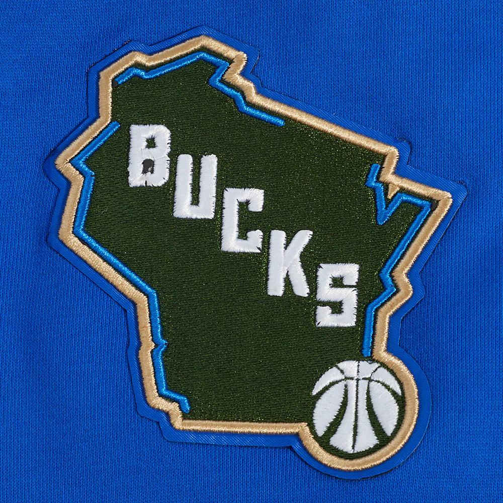 NBA MILWAUKEE BUCKS CITY EDITION 24-25 MEN'S RIB FLEECE PULLOVER HOODIE (ROYAL BLUE) - Image 7