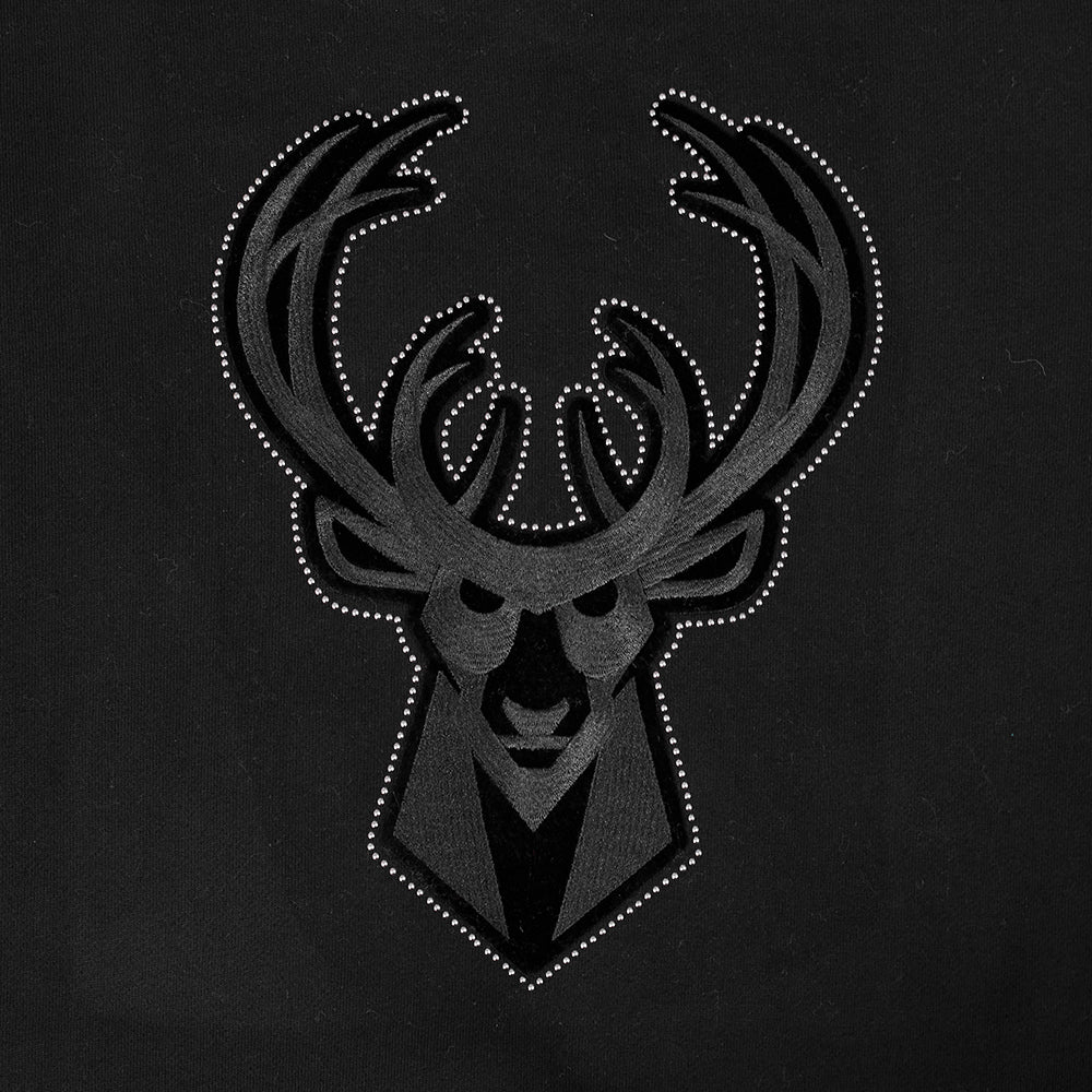 NBA MILWAUKEE BUCKS BLACKOUT MEN'S DROP SHOULDER FLC PO HOODIE (BLACK) - Image 10