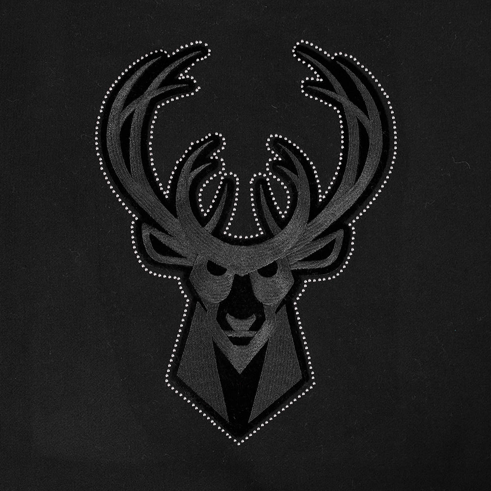NBA MILWAUKEE BUCKS BLACKOUT MEN'S DROP SHOULDER FLC PO HOODIE (BLACK) - Image 12