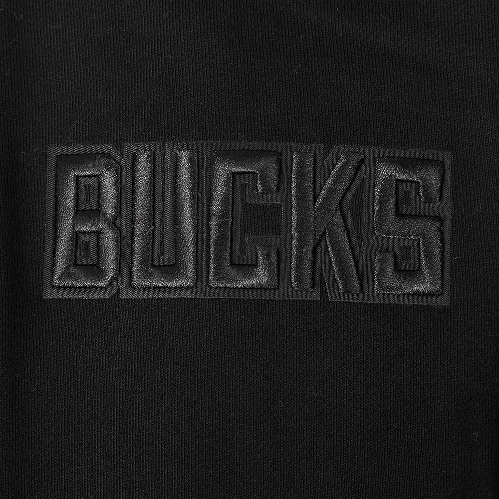 NBA MILWAUKEE BUCKS BLACKOUT MEN'S DROP SHOULDER FLC PO HOODIE (BLACK) - Image 8