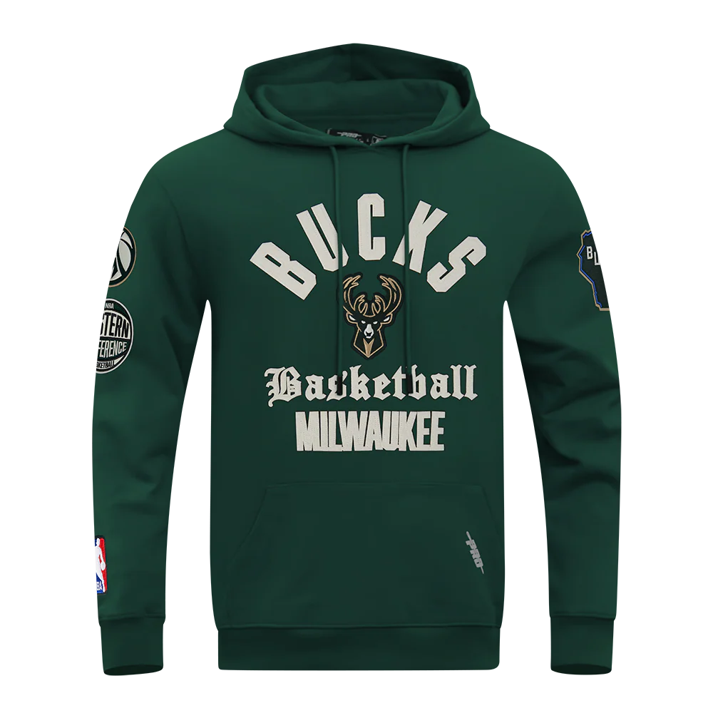 NBA MILWAUKEE BUCKS MODERN ORIGINALS MEN'S FLC PO HOODIE (FOREST GREEN) - Image 5