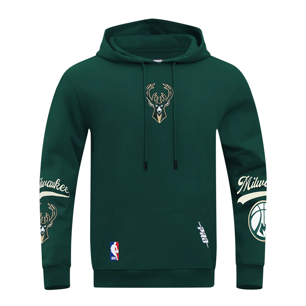 NBA MILWAUKEE BUCKS LIVING LARGE MEN'S DROP SHOULDER FLC PO HOODIE (FOREST GREEN)