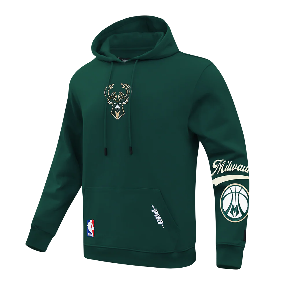 NBA MILWAUKEE BUCKS LIVING LARGE MEN'S DROP SHOULDER FLC PO HOODIE (FOREST GREEN) - Image 2