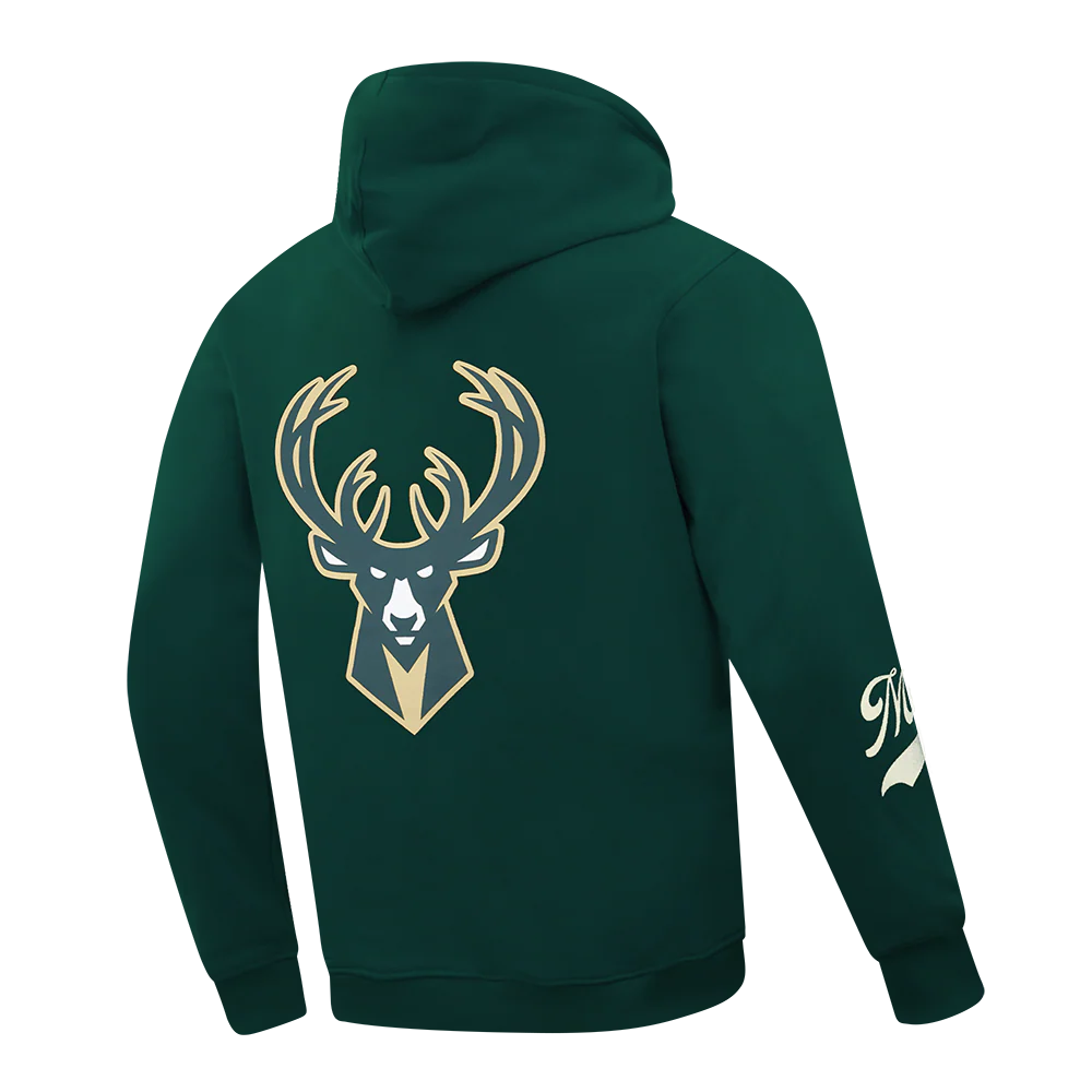 NBA MILWAUKEE BUCKS LIVING LARGE MEN'S DROP SHOULDER FLC PO HOODIE (FOREST GREEN) - Image 4