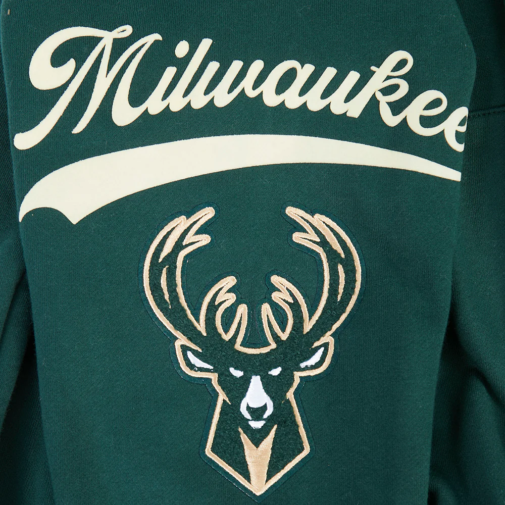 NBA MILWAUKEE BUCKS LIVING LARGE MEN'S DROP SHOULDER FLC PO HOODIE (FOREST GREEN) - Image 7