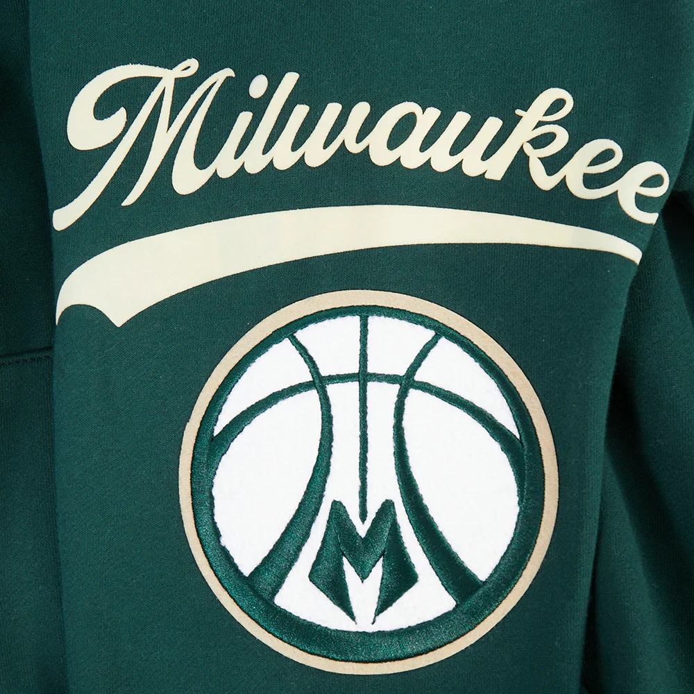 NBA MILWAUKEE BUCKS LIVING LARGE MEN'S DROP SHOULDER FLC PO HOODIE (FOREST GREEN) - Image 8