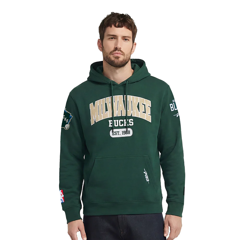 NBA MILWAUKEE BUCKS CITY ARCH MEN'S FLC PO HOODIE (FOREST GREEN)