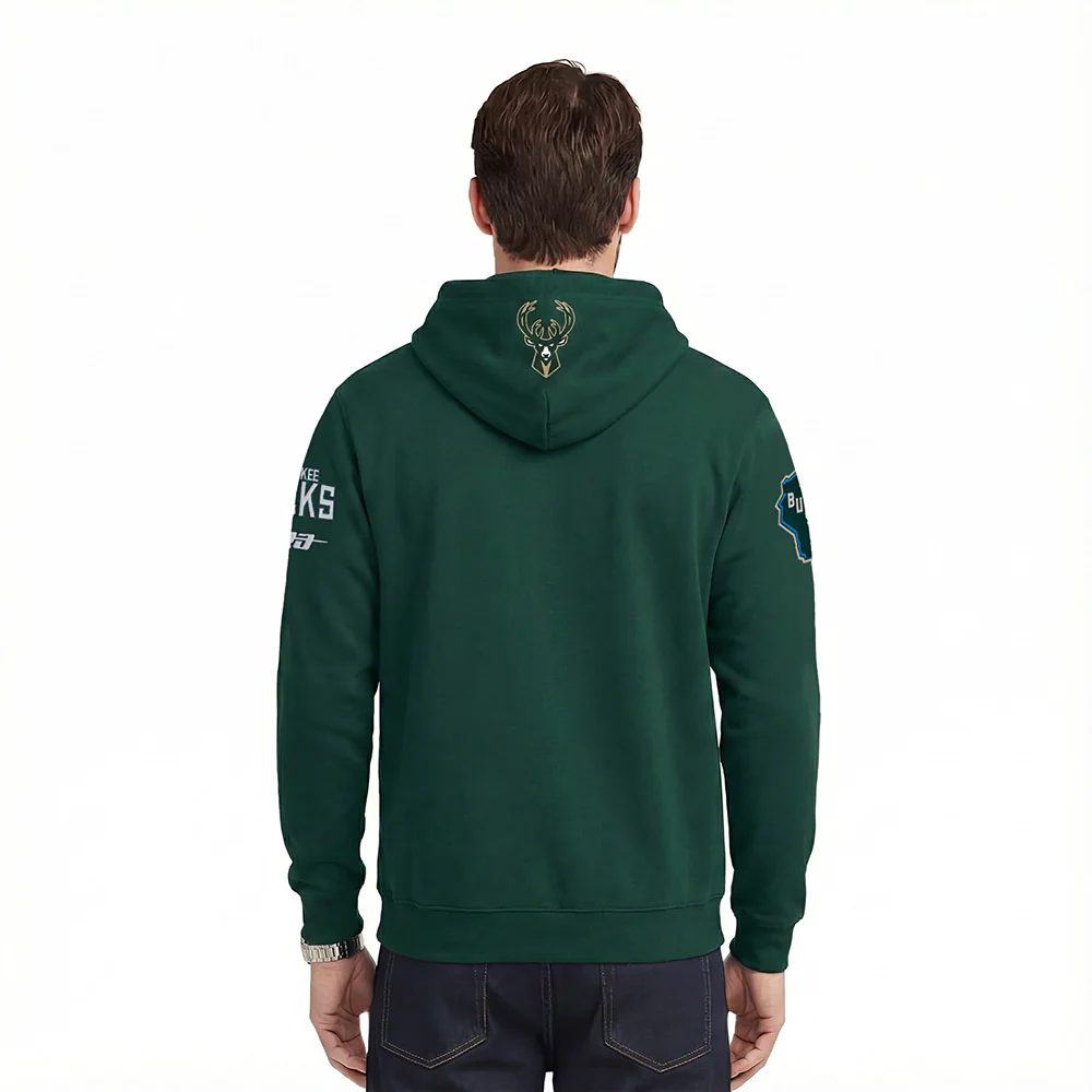 NBA MILWAUKEE BUCKS CITY ARCH MEN'S FLC PO HOODIE (FOREST GREEN) - Image 2