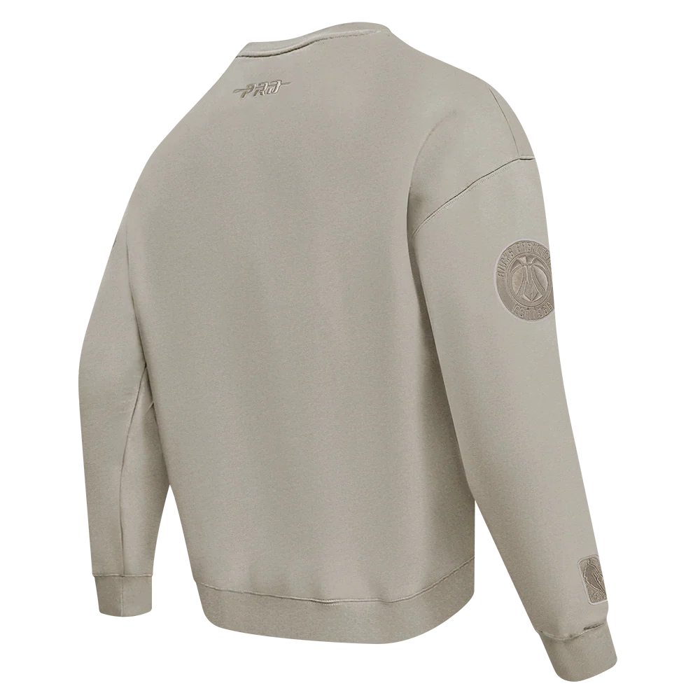 NBA MILWAUKEE BUCKS GIANNIS ANTETOKOUNMPO #34 NEUTRAL PNN MEN'S DROP SHOULDER FLC CREWNECK (TAUPE) - Image 4