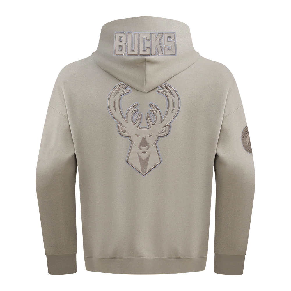 NBA MILWAUKEE BUCKS GIANNIS ANTETOKOUNMPO #34 NEUTRAL PNN MEN'S DROP SHOULDER FLC CREWNECK (TAUPE) - Image 3