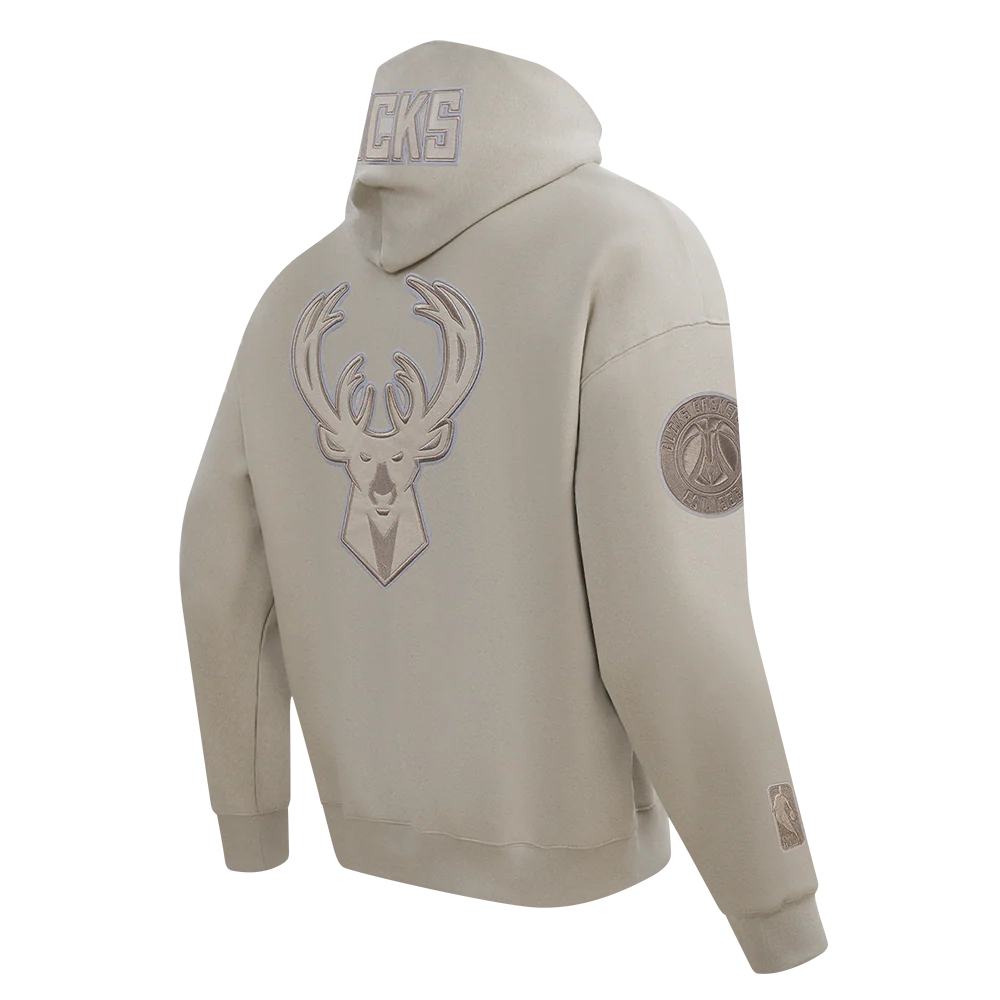 NBA MILWAUKEE BUCKS GIANNIS ANTETOKOUNMPO #34 NEUTRAL PNN MEN'S DROP SHOULDER FLC CREWNECK (TAUPE) - Image 4