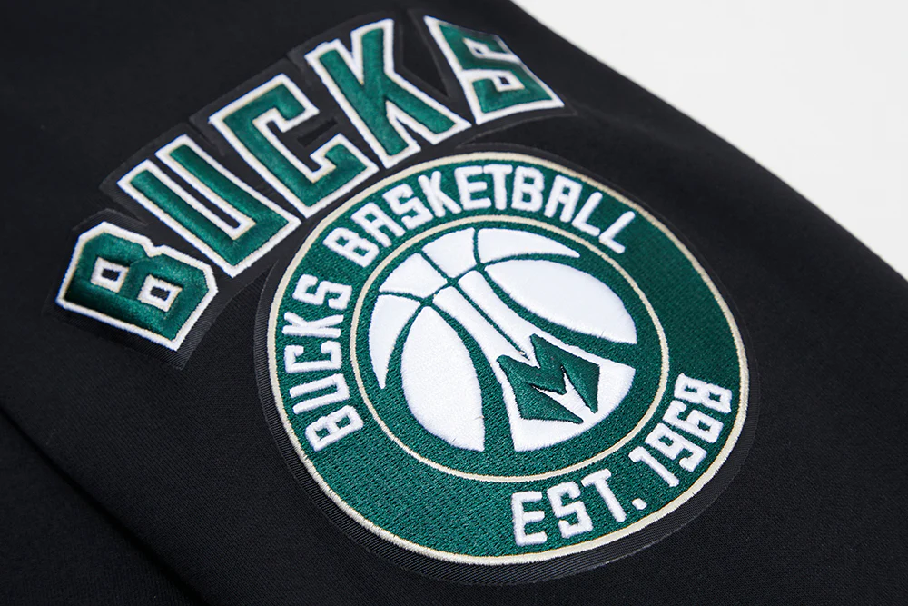 NBA MILWAUKEE BUCKS CLASSIC CHENILLE MEN'S FULL ZIP PULLOVER HOODIE (BLACK) - Image 9