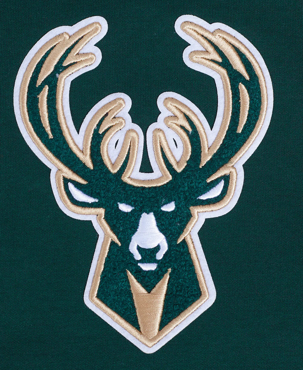 NBA MILWAUKEE BUCKS CLASSIC CHENILLE MEN'S DOUBLE KNIT FULL ZIP HOODIE (FOREST GREEN) - Image 6