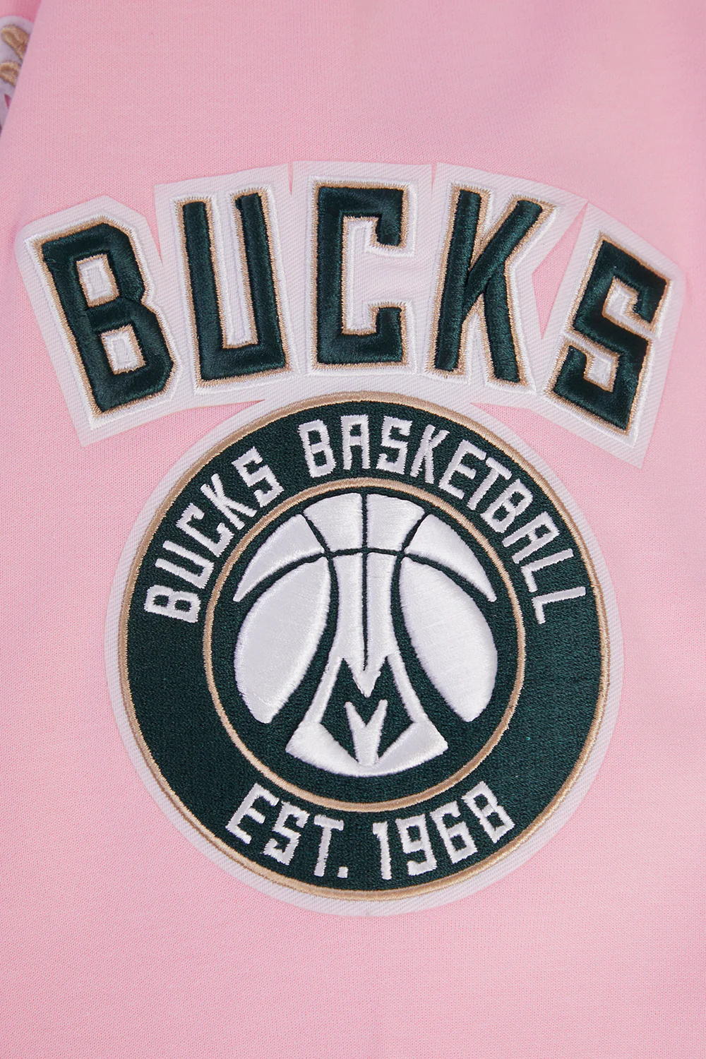 NBA MILWAUKEE BUCKS CLASSIC CHENILLE MEN'S FULL ZIP PULLOVER HOODIE (PINK) - Image 8