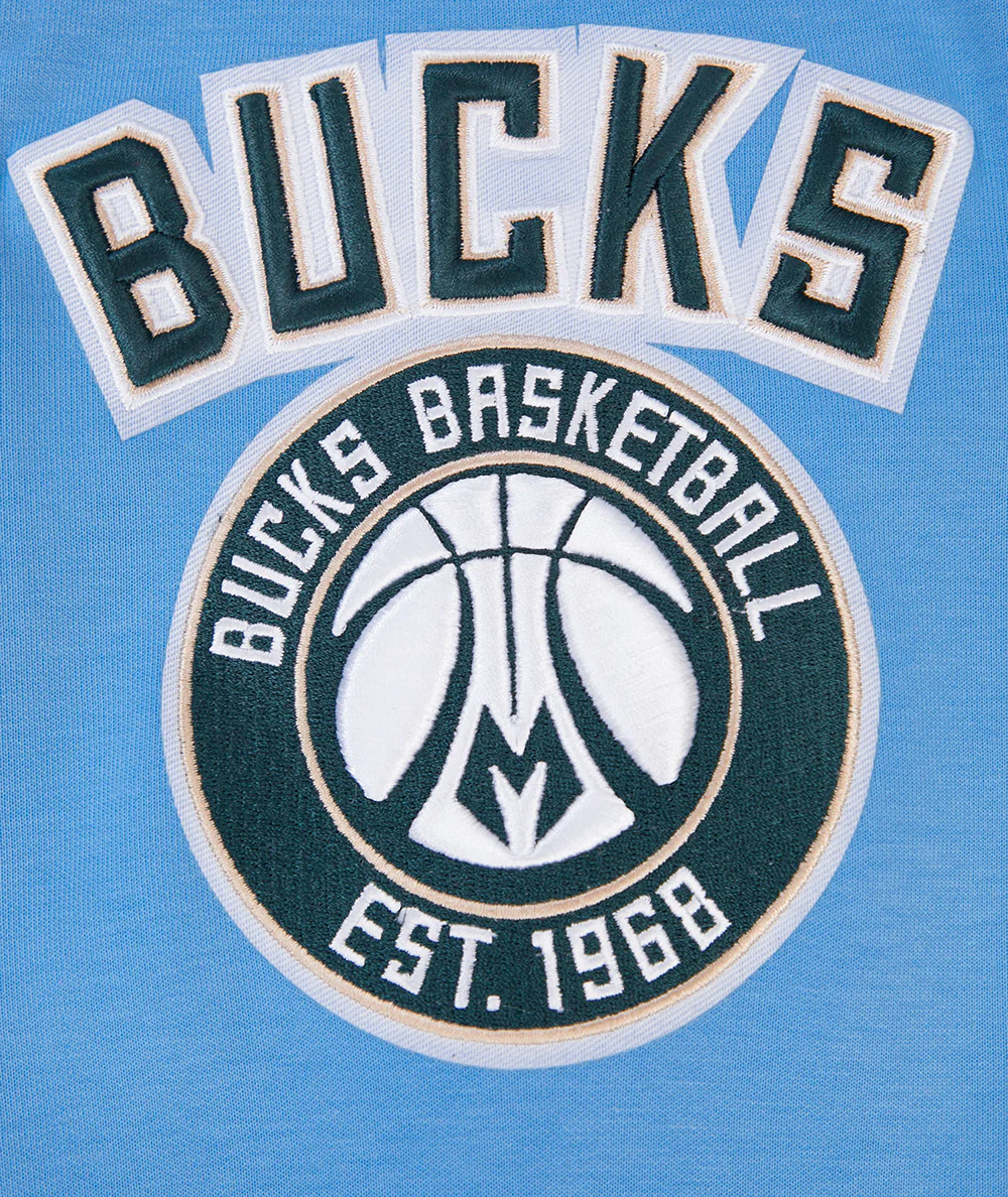 NBA MILWAUKEE BUCKS CLASSIC CHENILLE MEN'S FULL ZIP PULLOVER HOODIE (UNIVERSITY BLUE) - Image 10