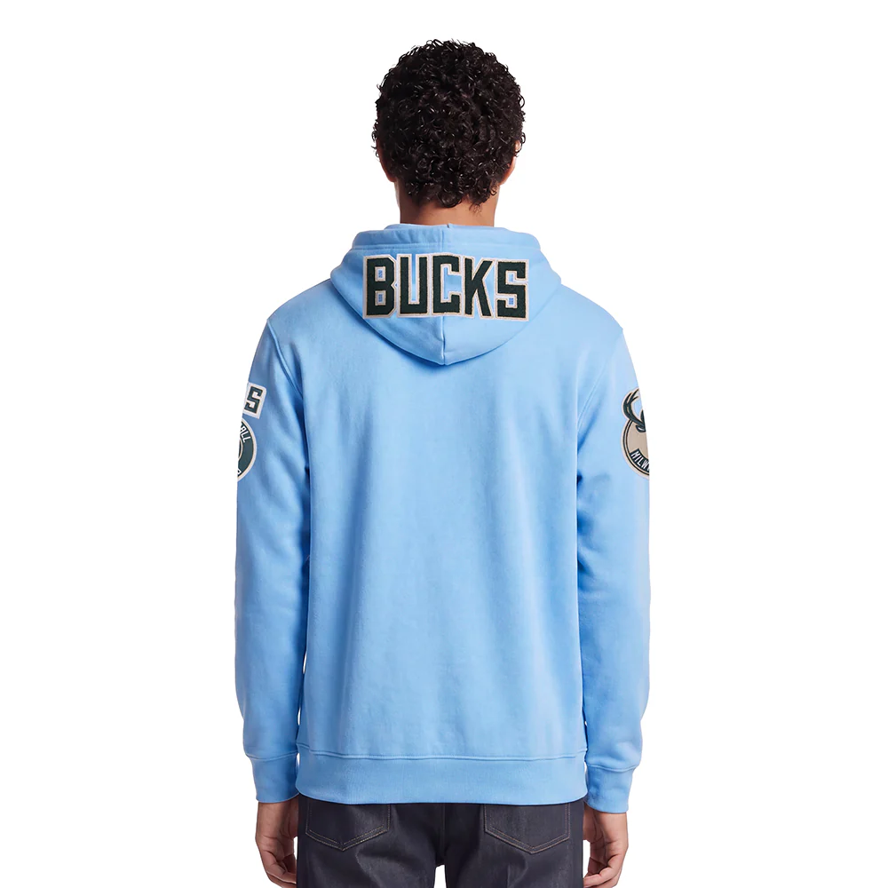 NBA MILWAUKEE BUCKS CLASSIC CHENILLE MEN'S FULL ZIP PULLOVER HOODIE (UNIVERSITY BLUE) - Image 2