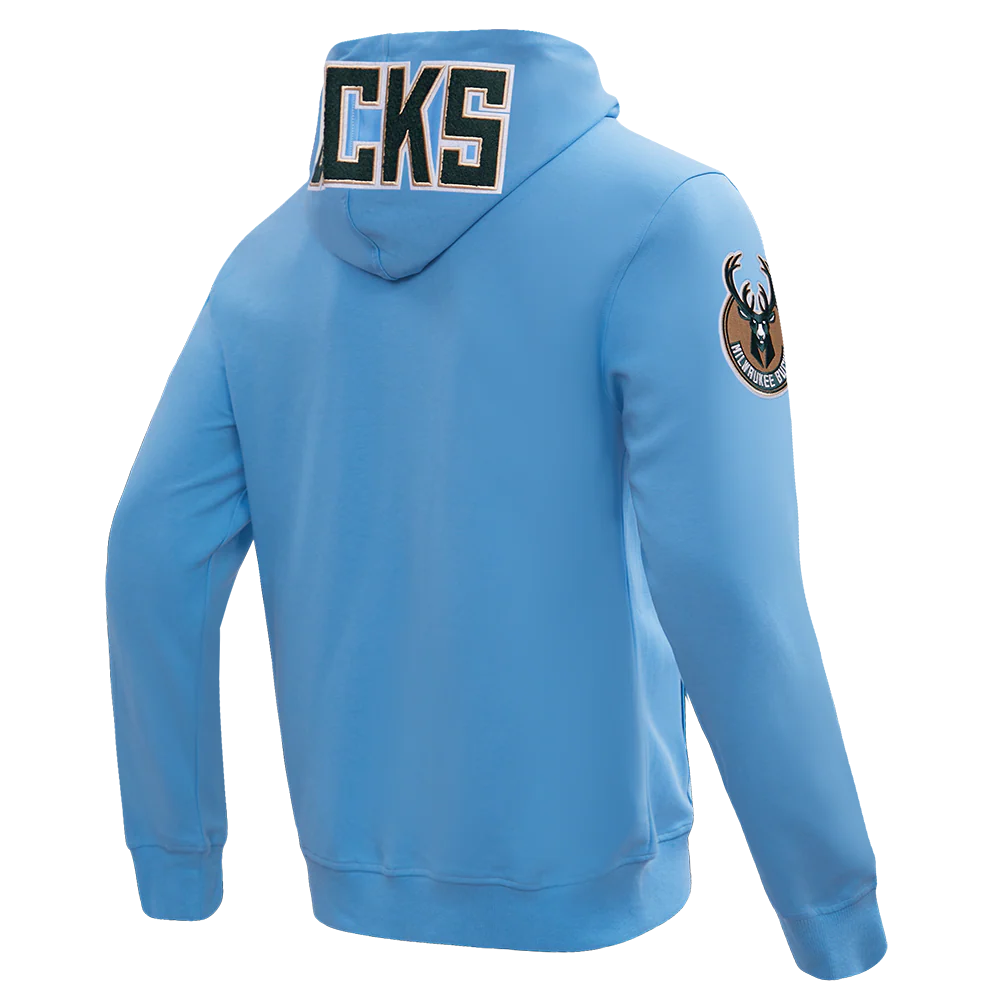 NBA MILWAUKEE BUCKS CLASSIC CHENILLE MEN'S FULL ZIP PULLOVER HOODIE (UNIVERSITY BLUE) - Image 5