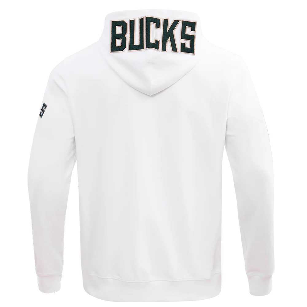 NBA MILWAUKEE BUCKS CLASSIC CHENILLE MEN'S FULL ZIP PULLOVER HOODIE (WHITE) - Image 10