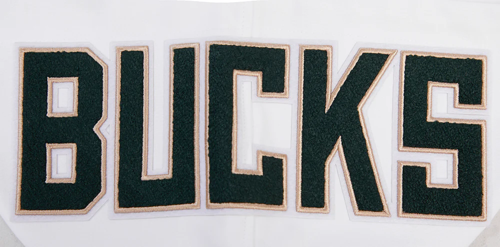 NBA MILWAUKEE BUCKS CLASSIC CHENILLE MEN'S FULL ZIP PULLOVER HOODIE (WHITE) - Image 12