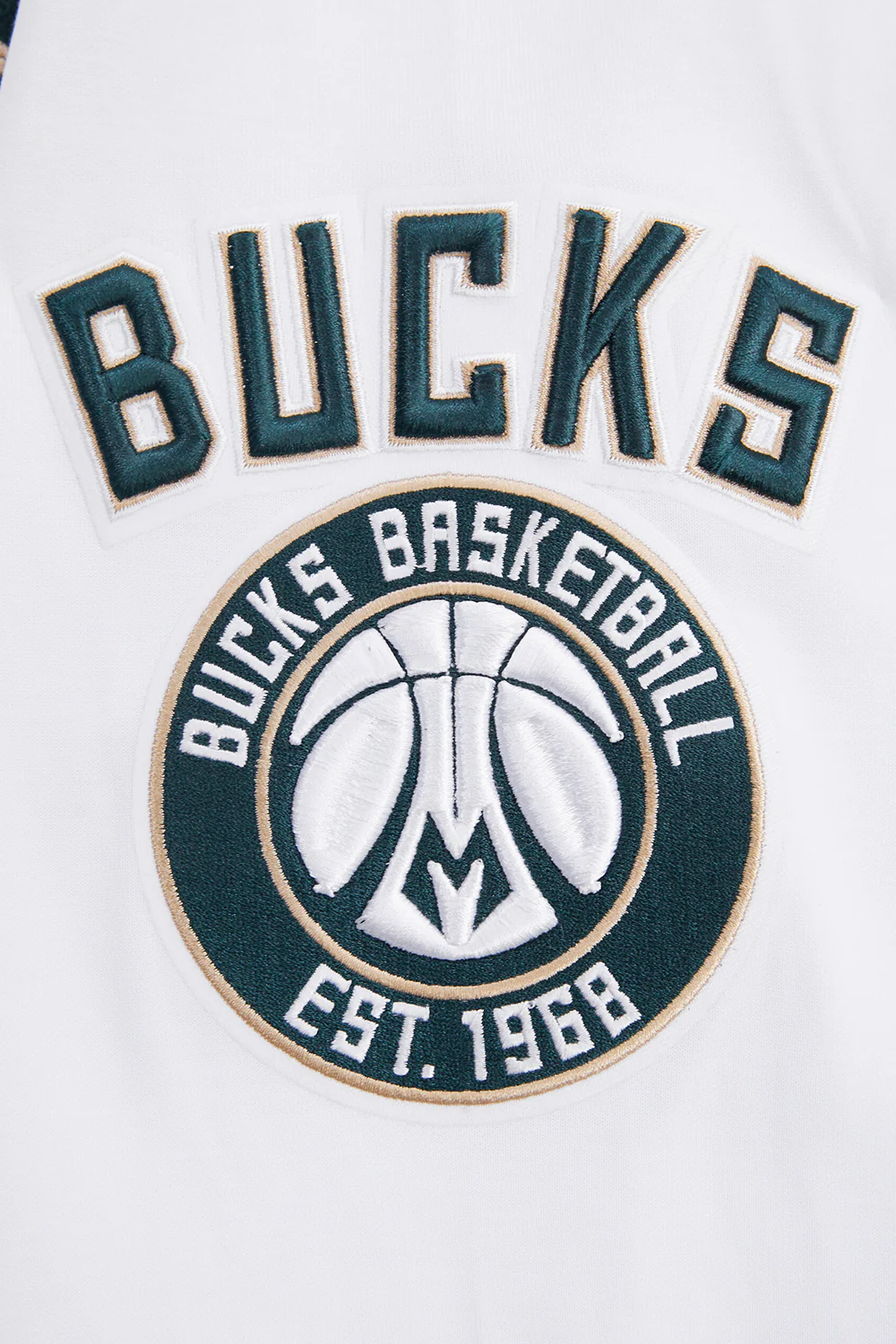 NBA MILWAUKEE BUCKS CLASSIC CHENILLE MEN'S FULL ZIP PULLOVER HOODIE (WHITE) - Image 17