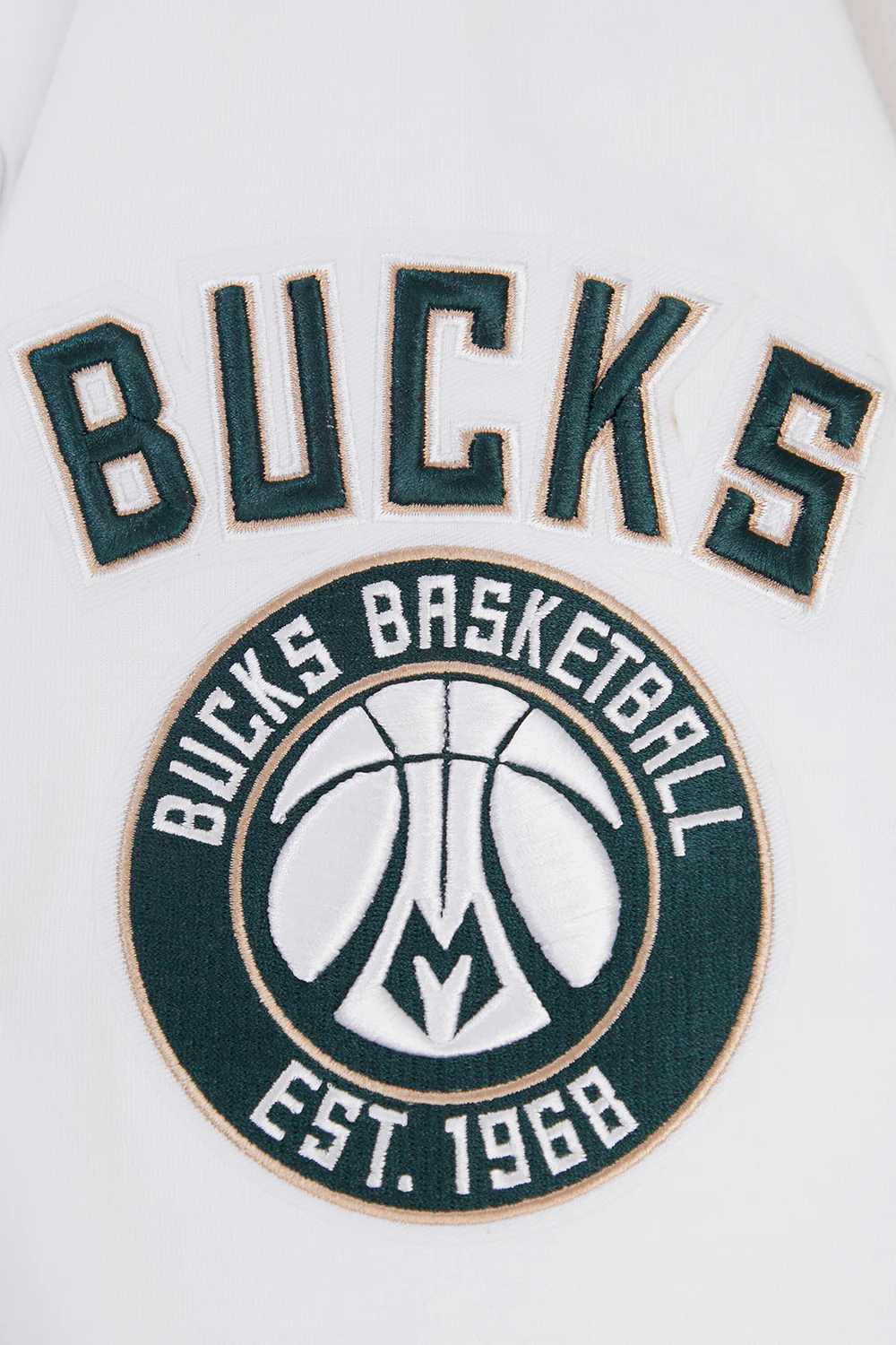 NBA MILWAUKEE BUCKS CLASSIC CHENILLE MEN'S FULL ZIP PULLOVER HOODIE (WHITE) - Image 18
