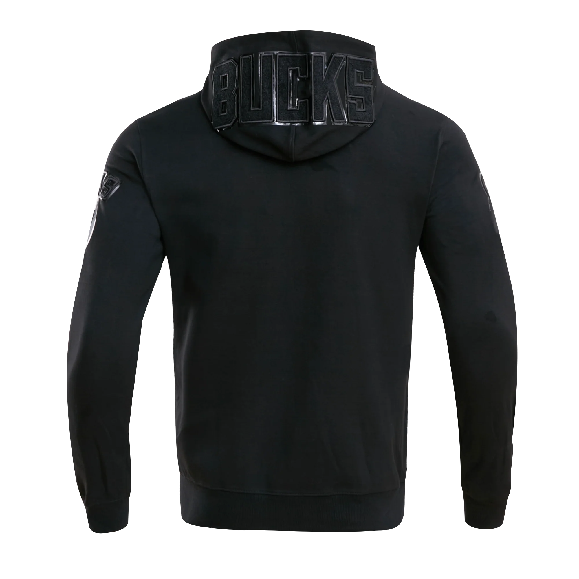 NBA MILWAUKEE BUCKS TRIPLE BLACK MEN'S FULL ZIP PULLOVER HOODIE (BLACK) - Image 4