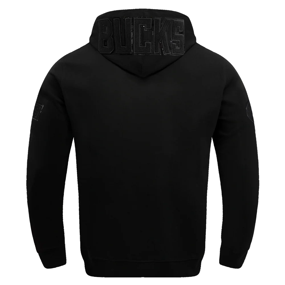 NBA MILWAUKEE BUCKS TRIPLE BLACK LOGO MEN'S PULLOVER HOODIE (BLACK) - Image 13
