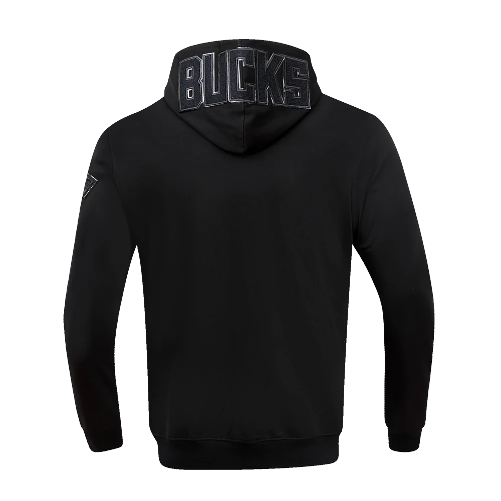 NBA MILWAUKEE BUCKS TRIPLE BLACK LOGO MEN'S PULLOVER HOODIE (BLACK) - Image 3