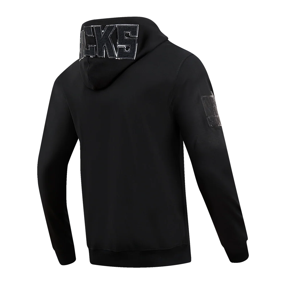 NBA MILWAUKEE BUCKS TRIPLE BLACK LOGO MEN'S PULLOVER HOODIE (BLACK) - Image 4