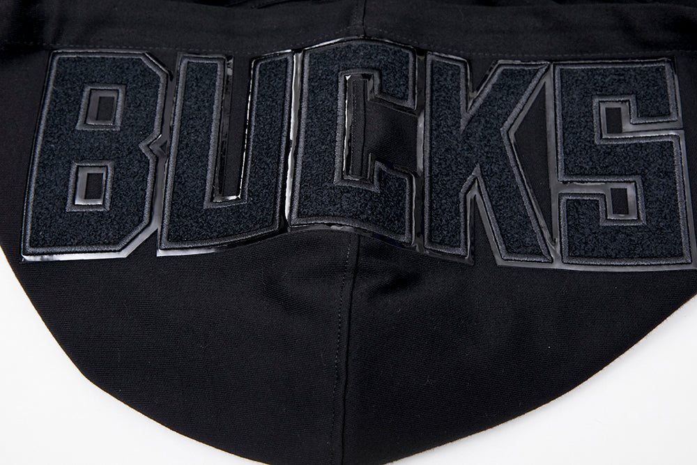 NBA MILWAUKEE BUCKS TRIPLE BLACK LOGO MEN'S PULLOVER HOODIE (BLACK) - Image 6