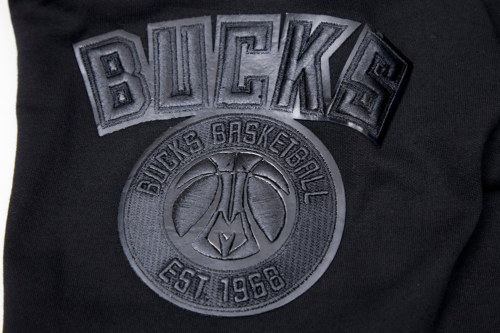 NBA MILWAUKEE BUCKS TRIPLE BLACK LOGO MEN'S PULLOVER HOODIE (BLACK) - Image 9