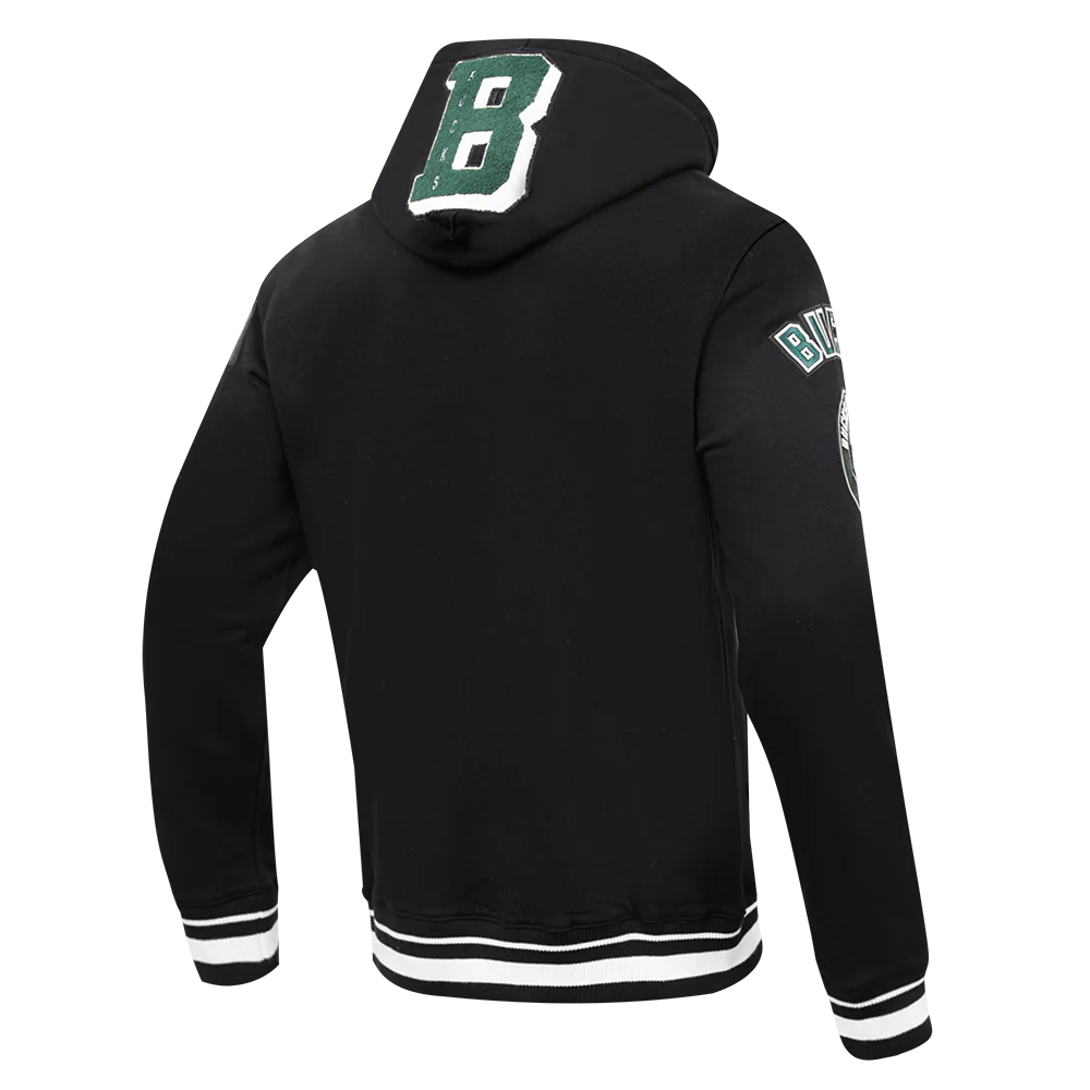NBA MILWAUKEE BUCKS MASHUP MEN'S RIB PO HOODIE (BLACK) - Image 3