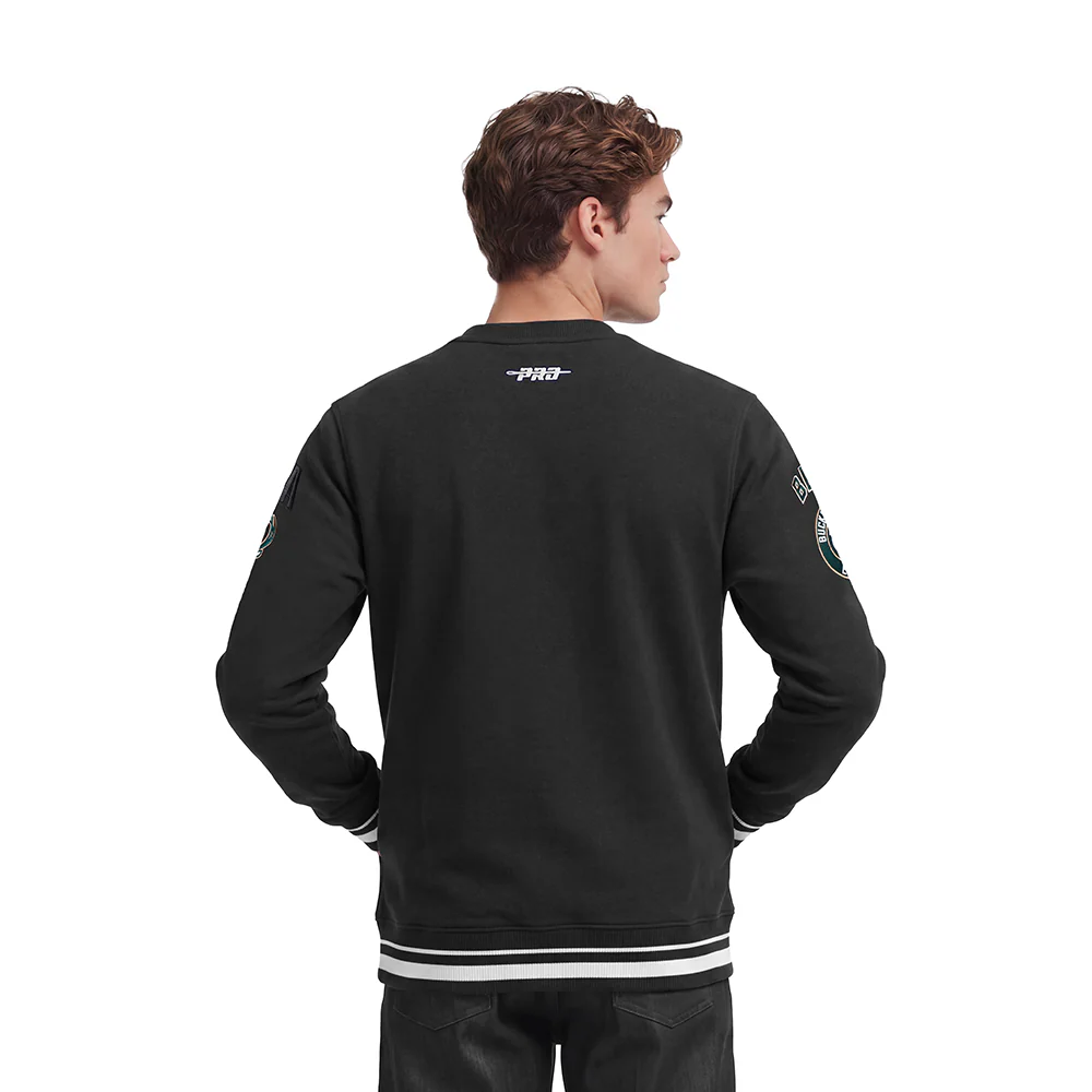 NBA MILWAUKEE BUCKS MASHUP MEN'S RIB CREWNECK (BLACK) - Image 2