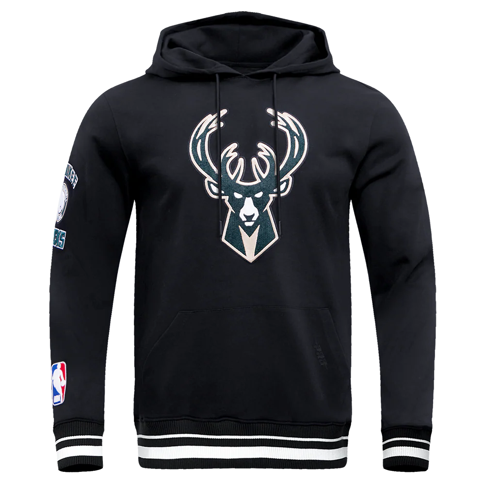NBA MILWAUKEE BUCKS RETRO CLASSIC MEN'S PO HOODIE (BLACK)