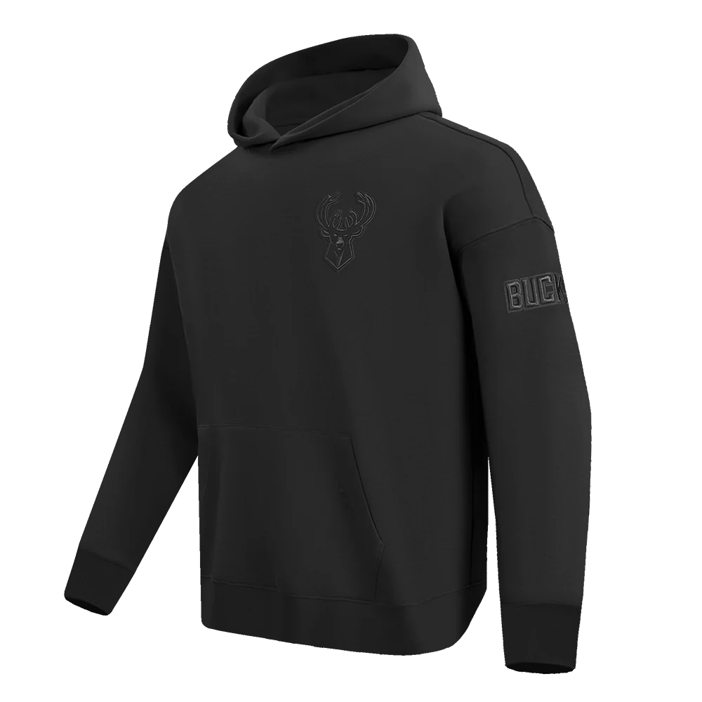 NBA MILWAUKEE BUCKS NEUTRAL MEN'S DROP SHOULDER PULLOVER HOODIE (BLACK) - Image 4