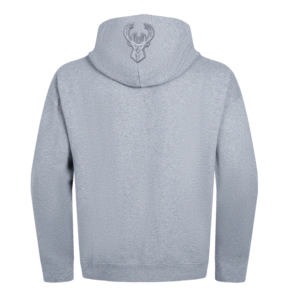 NBA MILWAUKEE BUCKS NEUTRAL MEN'S DROP SHOULDER PULLOVER HOODIE (DARK HEATHER GRAY) - Image 5