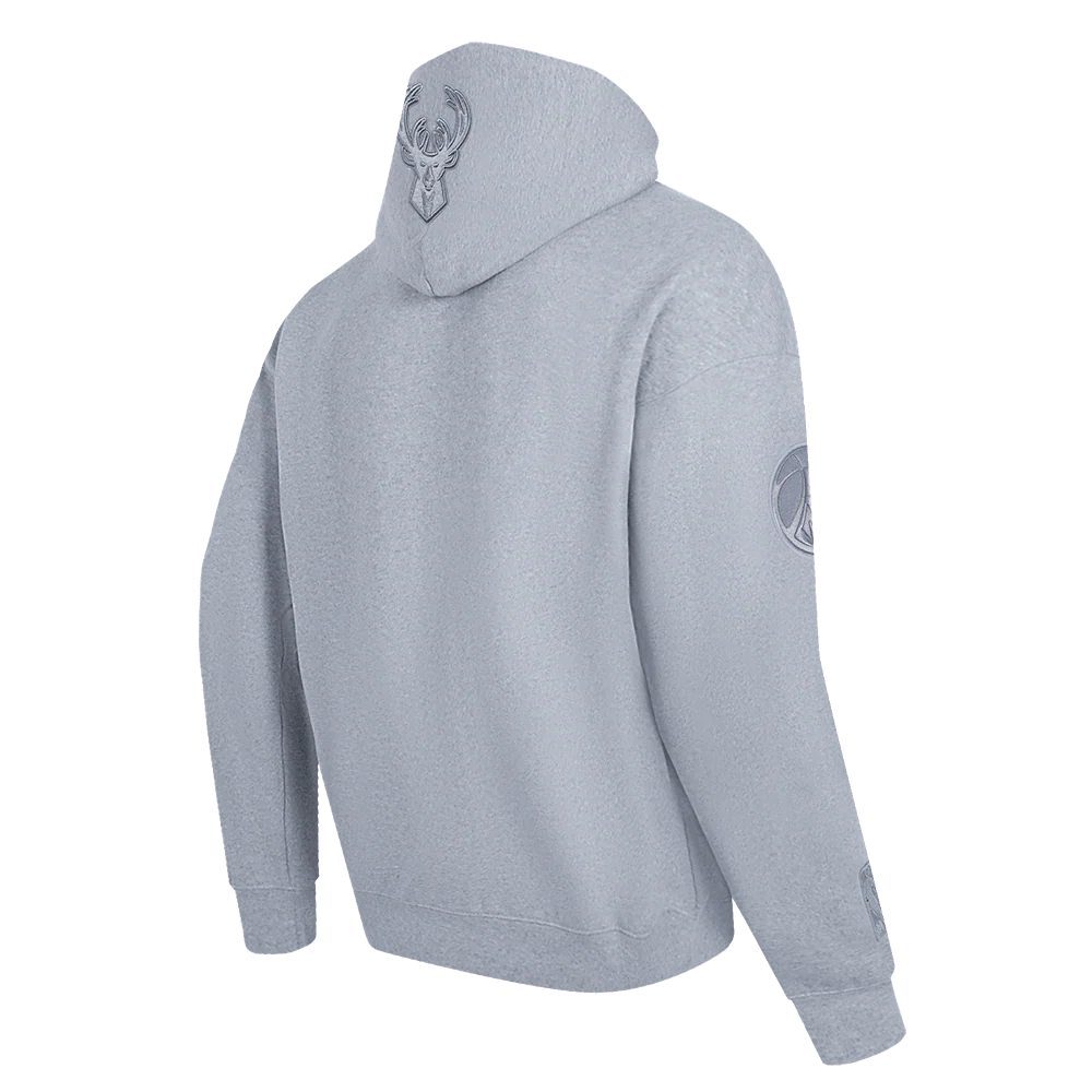 NBA MILWAUKEE BUCKS NEUTRAL MEN'S DROP SHOULDER PULLOVER HOODIE (DARK HEATHER GRAY) - Image 6