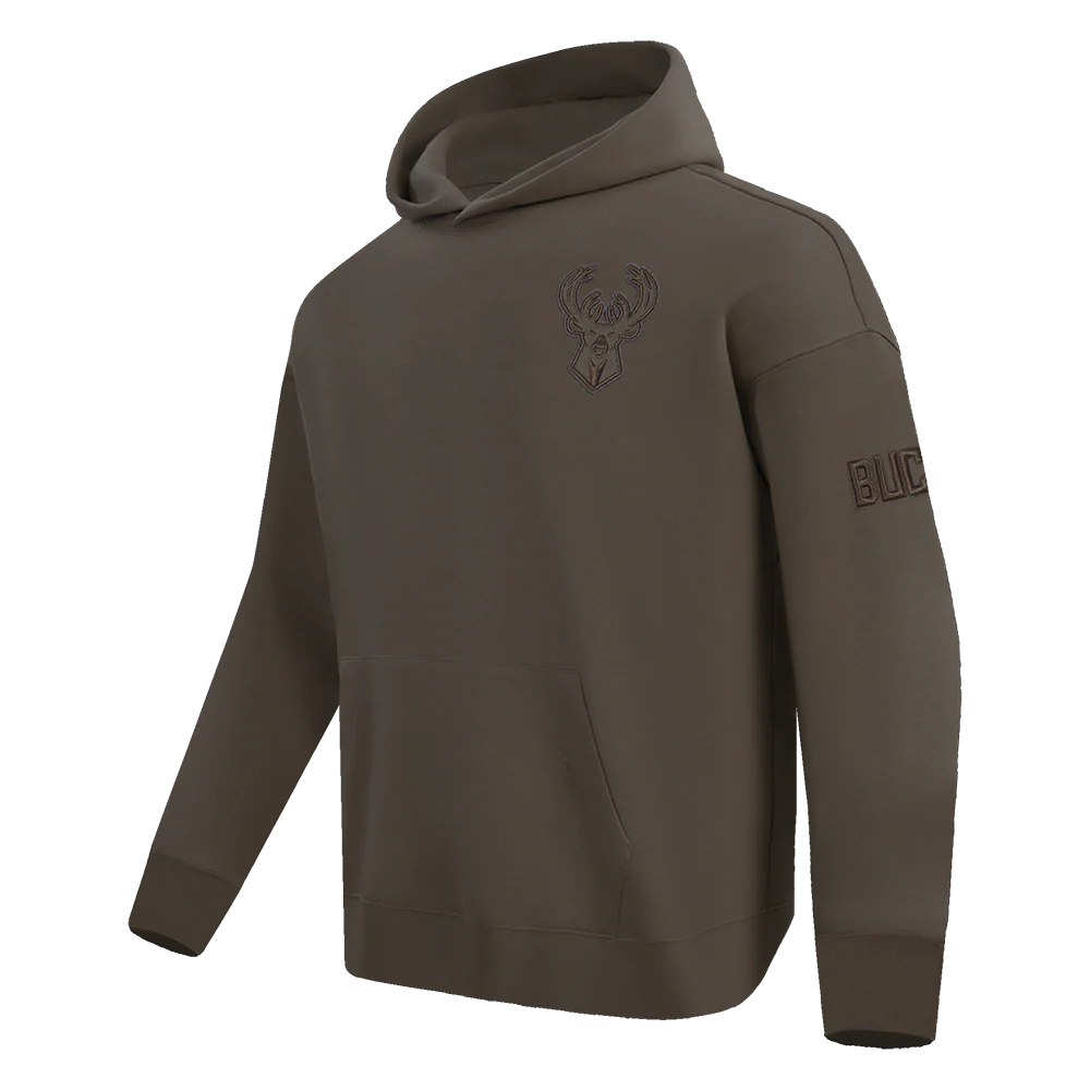NBA MILWAUKEE BUCKS NEUTRAL MEN'S DROP SHOULDER PULLOVER HOODIE (DARK TAUPE) - Image 4